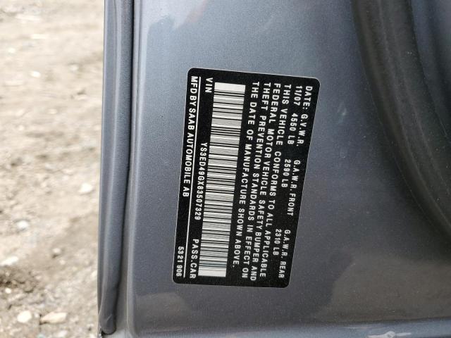 YS3ED49GX83507329 - 2008 SAAB 9-5 2.3T GRAY photo 12