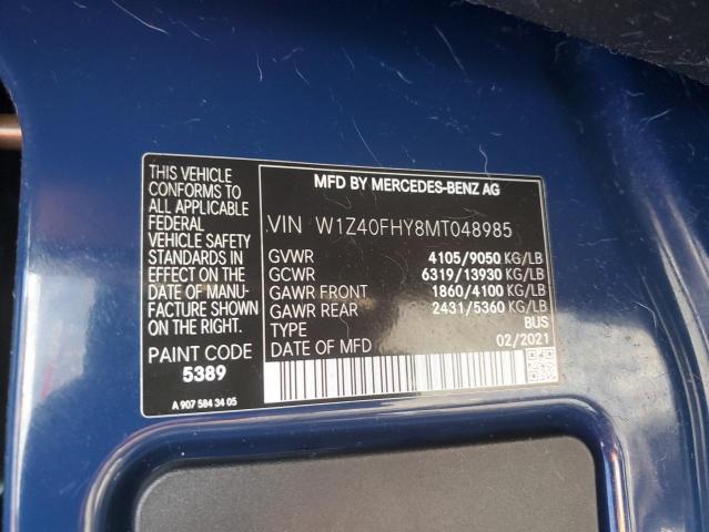 W1Z40FHY8MT048985 - 2021 MERCEDES-BENZ SPRINTER 2500 BLUE photo 13