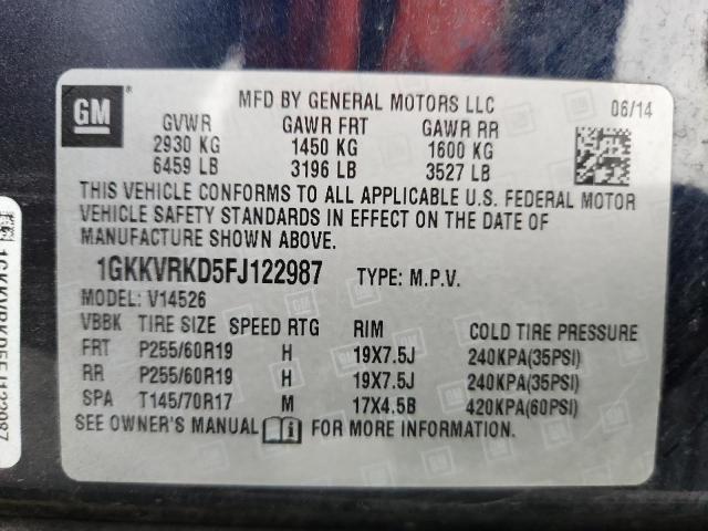 1GKKVRKD5FJ122987 - 2015 GMC ACADIA SLT-1 BLUE photo 13