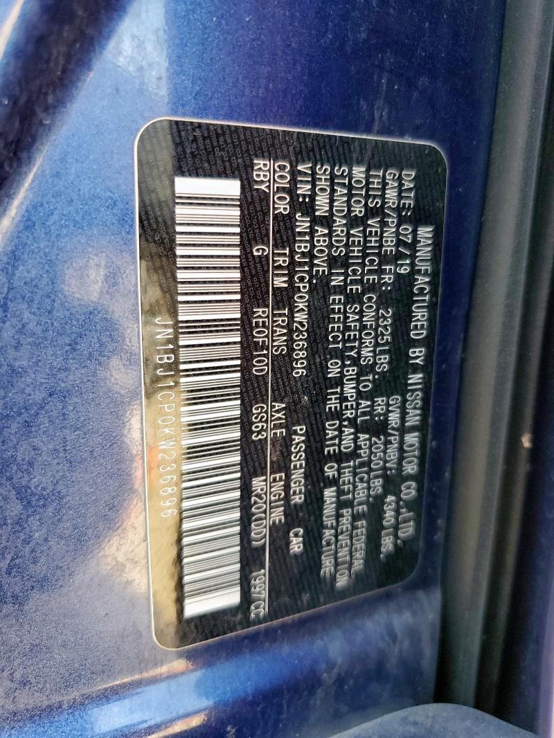 JN1BJ1CP0KW236896 - 2019 NISSAN ROGUE S Mavi foto 14