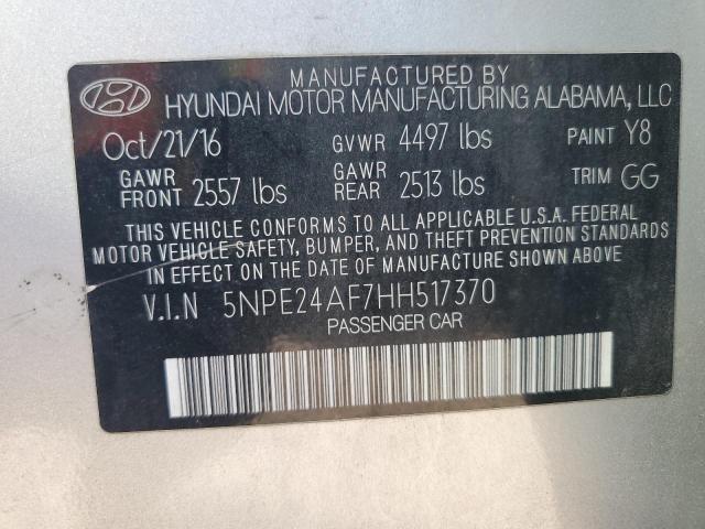 5NPE24AF7HH517370 - 2017 HYUNDAI SONATA SE SILVER photo 12
