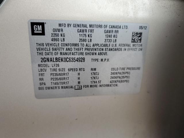 2GNALBEK0C6354928 - 2012 CHEVROLET EQUINOX LS GOLD photo 13