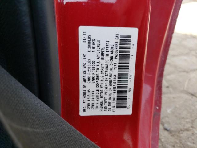 1HGCT1B86EA006854 - 2014 HONDA ACCORD EXL RED photo 13