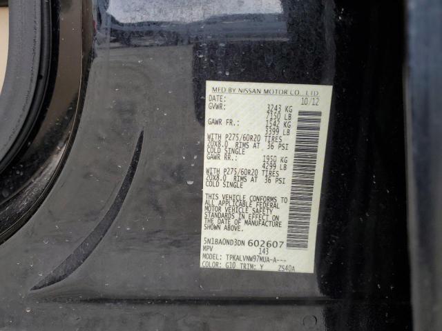 5N1BA0ND3DN602607 - 2013 NISSAN ARMADA SV BLACK photo 13