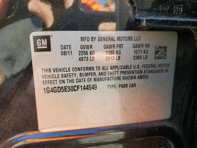 1G4GD5E30CF144549 - 2012 BUICK LACROSSE PREMIUM Noir photo 12