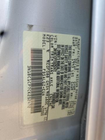 3N1BC1CP7CK252472 - 2012 NISSAN VERSA S SILVER photo 12