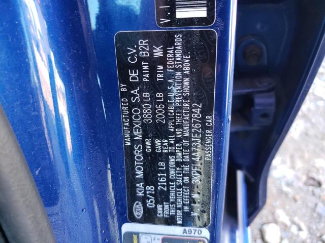 3KPFL4A73JE267842 - 2018 KIA FORTE LX BLUE photo 12