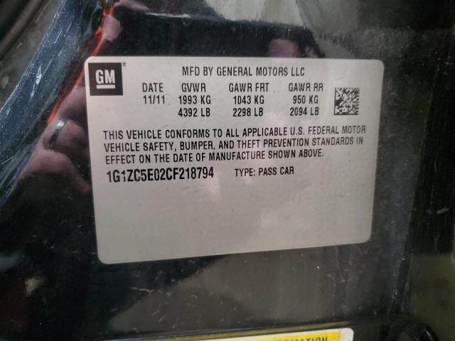 1G1ZC5E02CF218794 - 2012 CHEVROLET MALIBU 1LT 黑色 照片 12