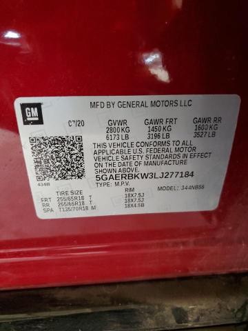 5GAERBKW3LJ277184 - 2020 BUICK ENCLAVE ESSENCE 红色 照片 14
