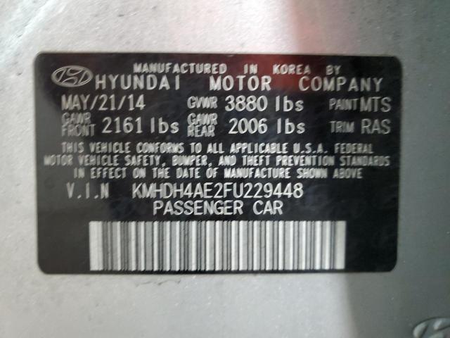 KMHDH4AE2FU229448 - 2015 HYUNDAI ELANTRA SE SILVER photo 12