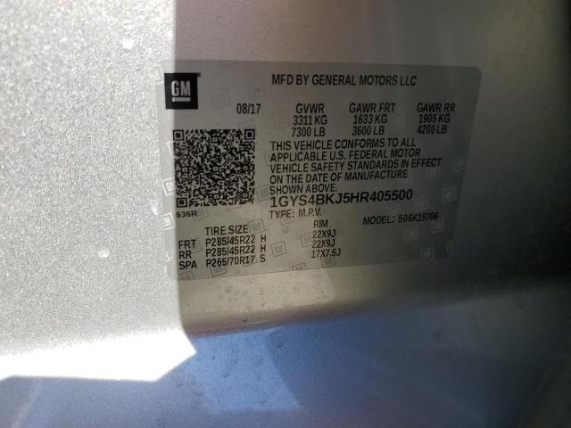 1GYS4BKJ5HR405500 - 2017 CADI ESCALADE LUXURY ვერცხლისფერი ფოტო 13
