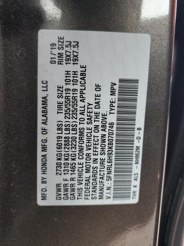 5FNRL6H93KB070746 - 2019 HONDA ODYSSEY ELITE Grau Foto 12