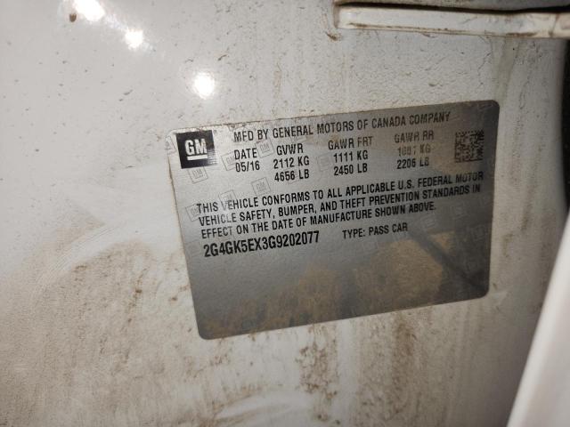 2G4GK5EX3G9202077 - 2016 BUICK REGAL Ақ фото 12