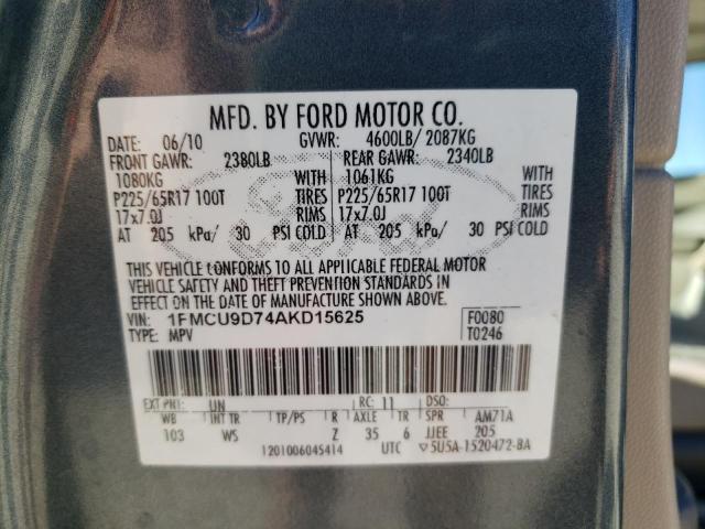 1FMCU9D74AKD15625 - 2010 FORD ESCAPE XLT BLUE photo 13