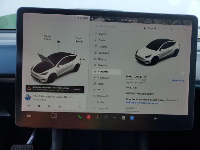 5YJYGDEE9MF209321 - 2021 TESLA MODEL Y Biały zdjęcie 9