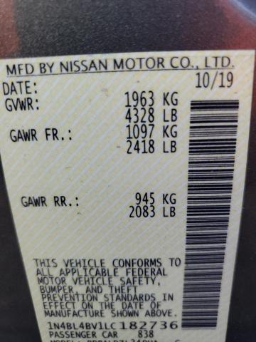 1N4BL4BV1LC182736 - 2020 NISSAN ALTIMA S GRAY photo 12