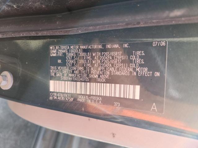 5TBDT44156S540705 - 2006 TOYOTA TUNDRA DOUBLE CAB SR5 GREEN photo 12