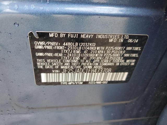 JF2SJADC1FH473708 - 2015 SUBARU FORESTER 2.5I PREMIUM Niebieski zdjęcie 13