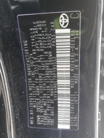 5YFB4MDE7RP193552 - 2024 TOYOTA COROLLA LE BLACK photo 12