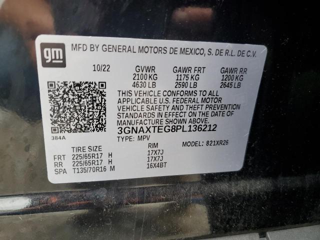 3GNAXTEG8PL136212 - 2023 CHEVROLET EQUINOX LT Negro foto 13