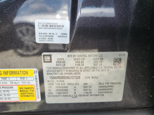 1GNKRGKD3HJ121528 - 2017 CHEVROLET TRAVERSE LT GRAY photo 13