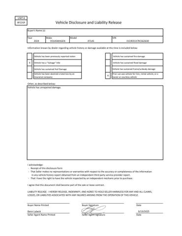 1V2JR2CA7RC562630 - 2024 VOLKSWAGEN ATLAS SE Белый фото 10