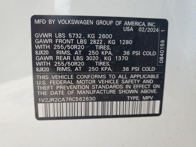 1V2JR2CA7RC562630 - 2024 VOLKSWAGEN ATLAS SE Белый фото 14