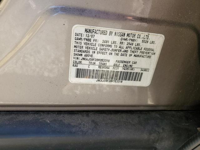 JNKAJ09F28M353318 - 2008 INFINITI EX35 BASE Վարդագույն լուսանկար 12