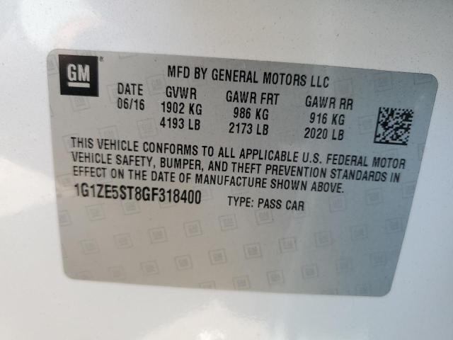 1G1ZE5ST8GF318400 - 2016 CHEVROLET MALIBU LT WHITE photo 12