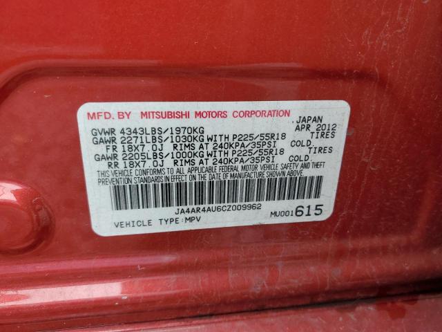 JA4AR4AU6CZ009962 - 2012 MITSUBISHI OUTLANDER SE Qırmızı foto 13