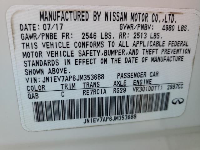 JN1EV7AP6JM353688 - 2018 INFINITI Q50 LUXE WHITE photo 12