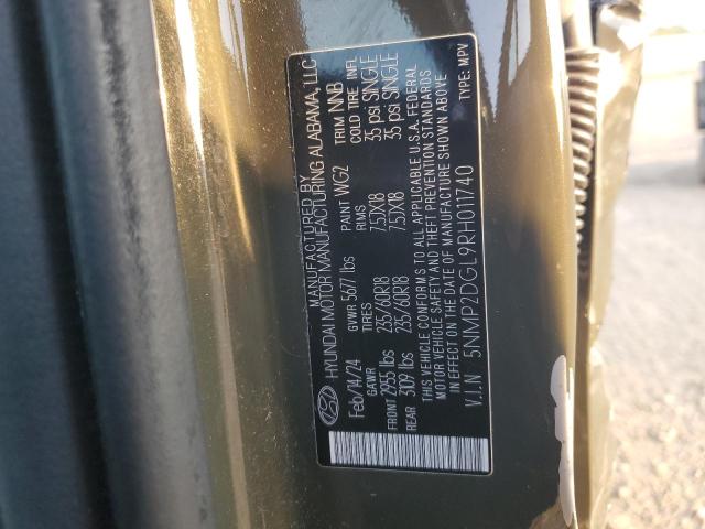 5NMP2DGL9RH011740 - 2024 HYUNDAI SANTA FE SEL მწვანე ფოტო 14