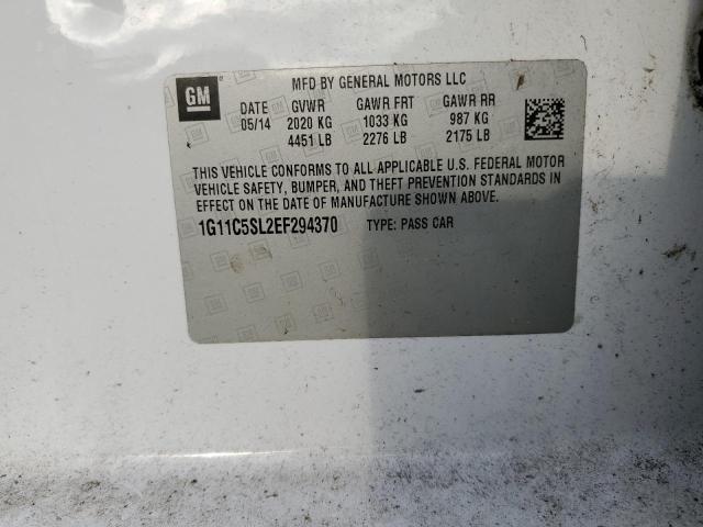 1G11C5SL2EF294370 - 2014 CHEVROLET MALIBU 1LT WHITE photo 12