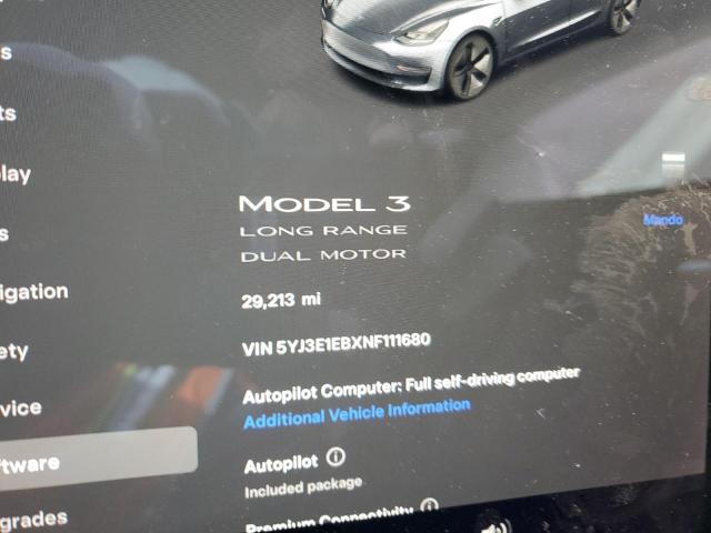 5YJ3E1EBXNF111680 - 2022 TESLA MODEL 3 CHARCOAL photo 9