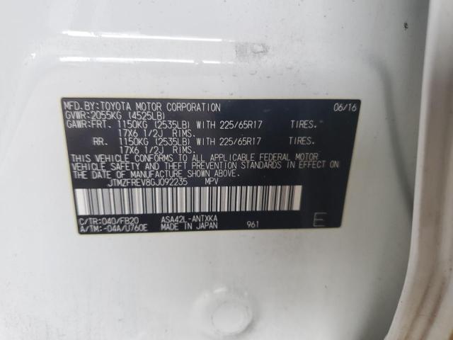 JTMZFREV8GJ092235 - 2016 TOYOTA RAV4 LE WHITE photo 12