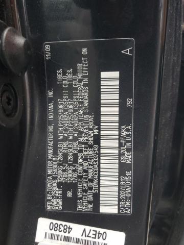 5TDYK4CC0AS337549 - 2010 TOYOTA SIENNA XLE Қара фото 14