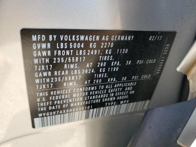 WVGSV7AX8HK030101 - 2017 VOLKSWAGEN TIGUAN WOLFSBURG SILVER photo 13