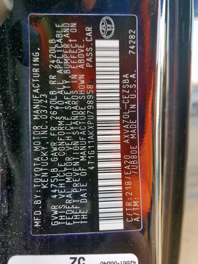 4T1G11AKXPU798958 - 2023 TOYOTA CAMRY SE NIGHT SHADE BLACK photo 12