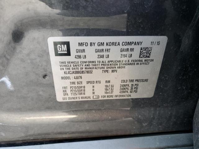 KL4CJASB8GB578032 - 2016 BUICK ENCORE GRAY photo 12