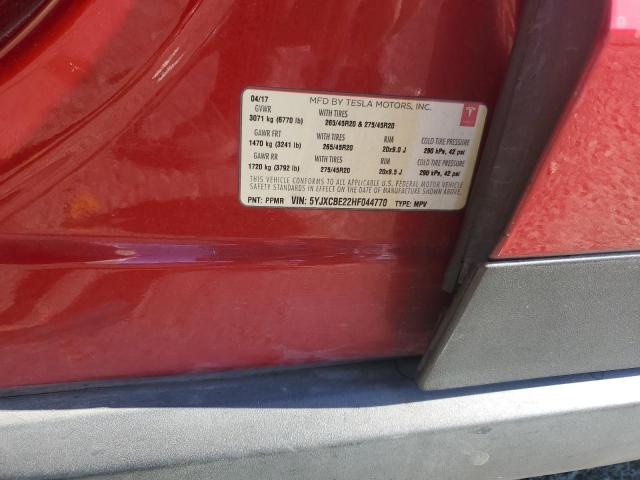 5YJXCBE22HF044770 - 2017 TESLA MODEL X Qırmızı foto 12
