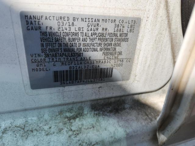 3N1AB7AP4JL637581 - 2018 NISSAN SENTRA S Weiß Foto 12