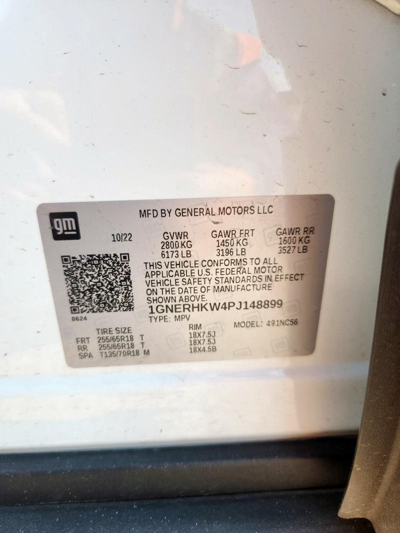 1GNERHKW4PJ148899 - 2023 CHEVROLET TRAVERSE LT 白色 照片 13