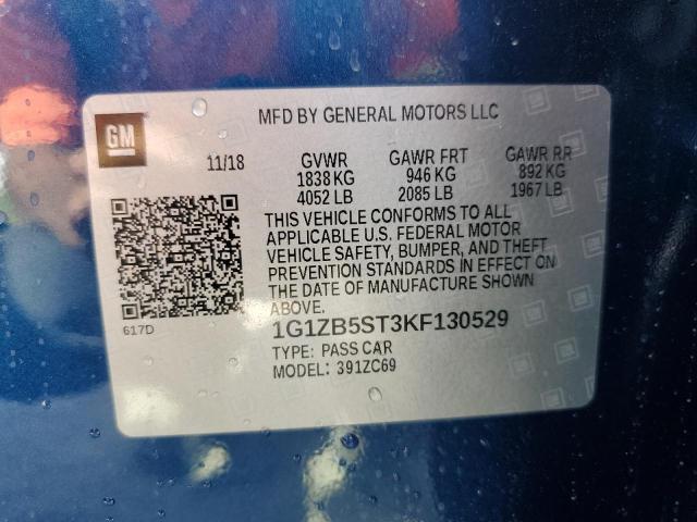 1G1ZB5ST3KF130529 - 2019 CHEVROLET MALIBU LS ლურჯი ფოტო 13