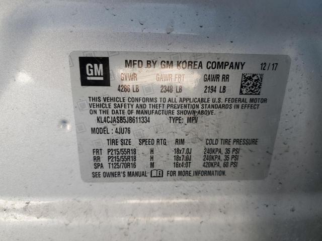 KL4CJASB5JB611334 - 2018 BUICK ENCORE PREFERRED Күміс фото 13