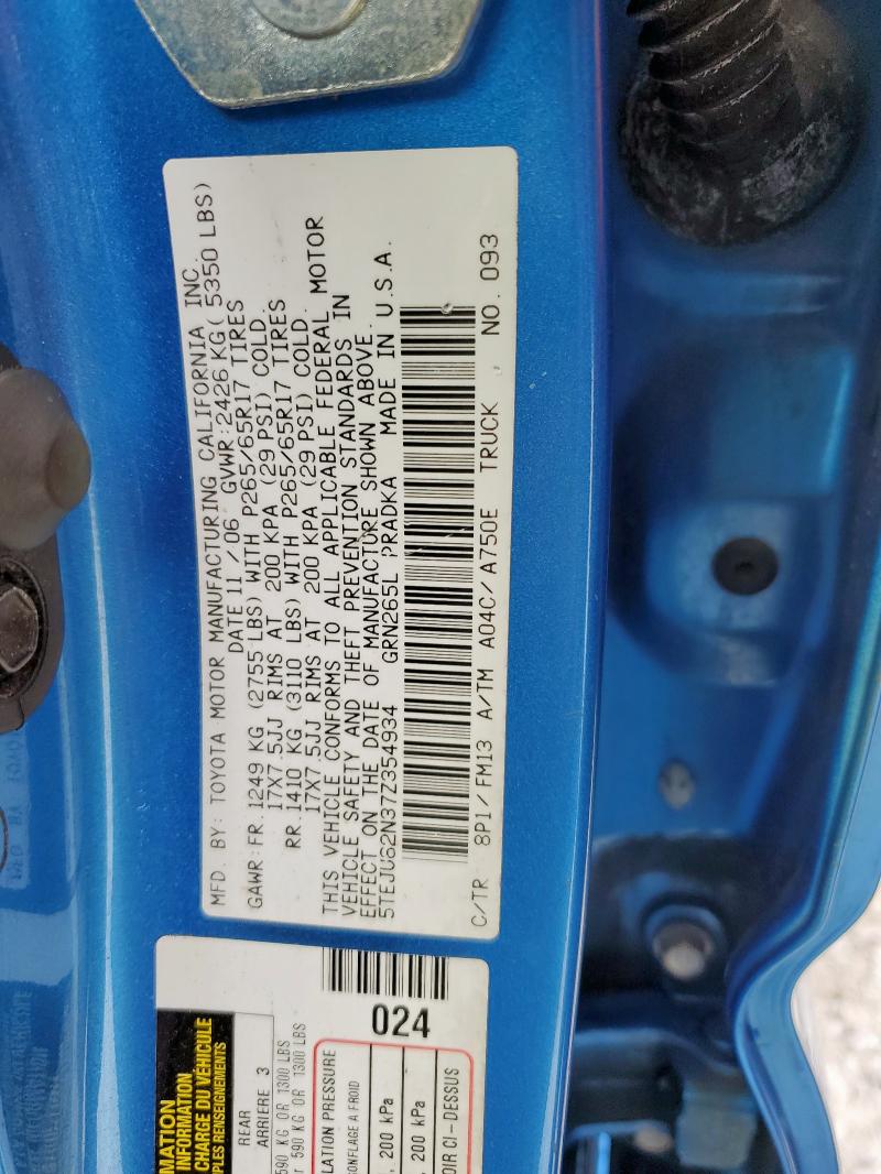 5TEJU62N37Z354934 - 2007 TOYOTA TACOMA DOUBLE CAB PRERUNNER BLUE photo 13