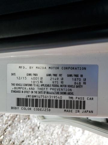 JM1BM1U75G1319540 - 2016 MAZDA 3 SPORT WHITE photo 12