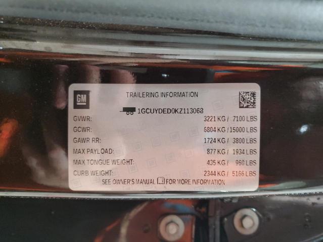 1GCUYDED0KZ113068 - 2019 CHEVROLET SILVERADO K1500 LT Қара фото 12