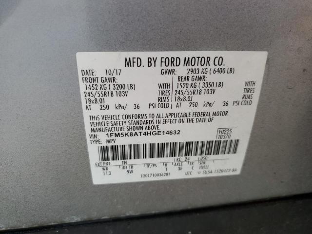 1FM5K8AT4HGE14632 - 2017 FORD EXPLORER POLICE INTERCEPTOR Srebrny zdjęcie 13