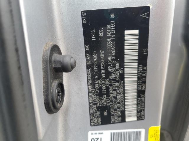 5TDYZ3DC6HS836547 - 2017 TOYOTA SIENNA XLE SILVER photo 13