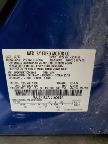 MAJ6P1CL7JC165664 - 2018 FORD ECOSPORT SES Bleu photo 14